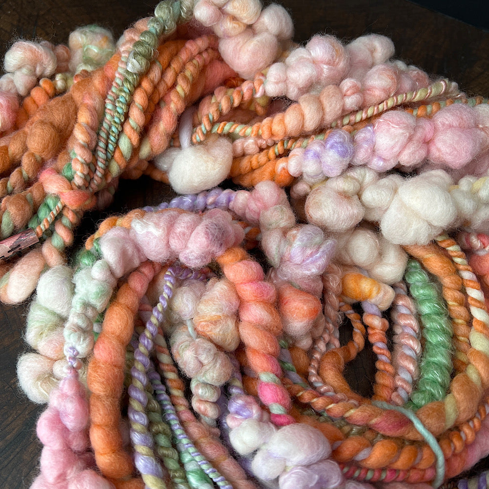 Peach fluff art yarn