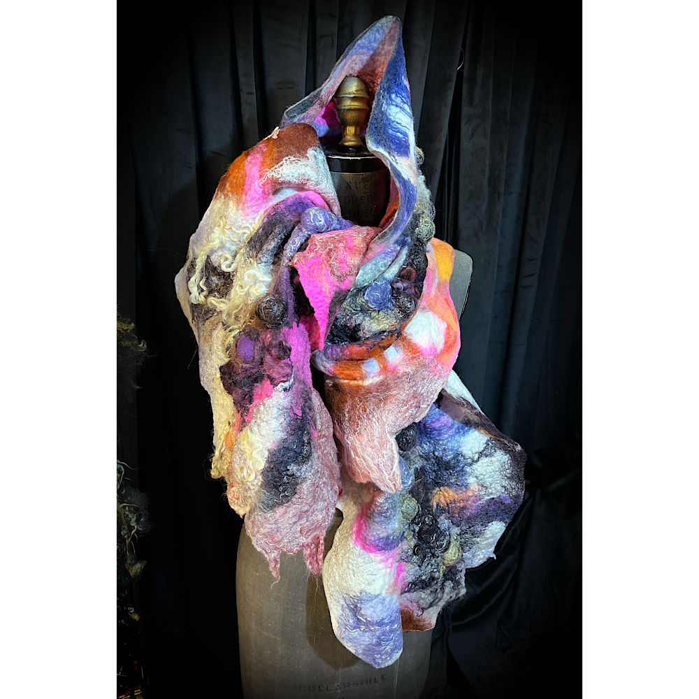 Cosmic Lights - felted scarf