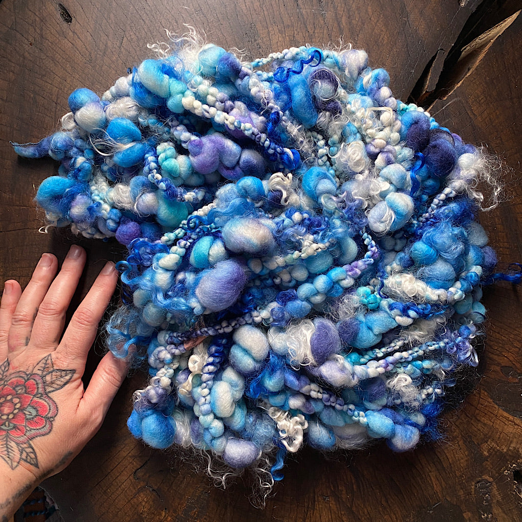 Denim Jumbo boucle art yarn with locks