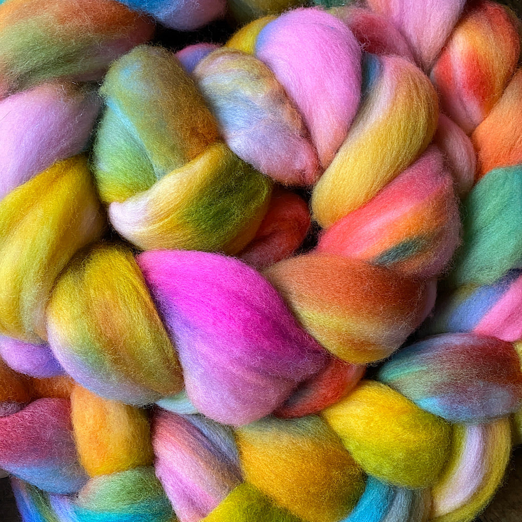 Hand painted merino roving