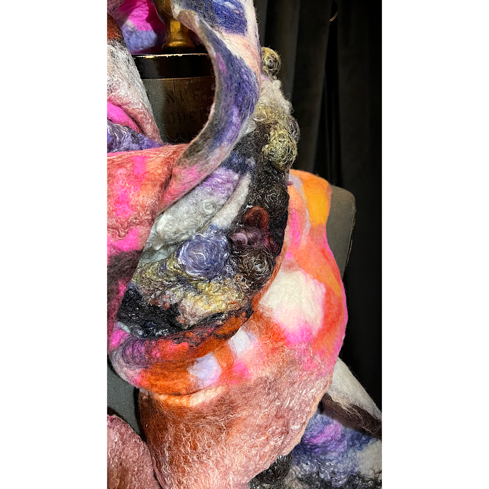 Cosmic Lights - felted scarf