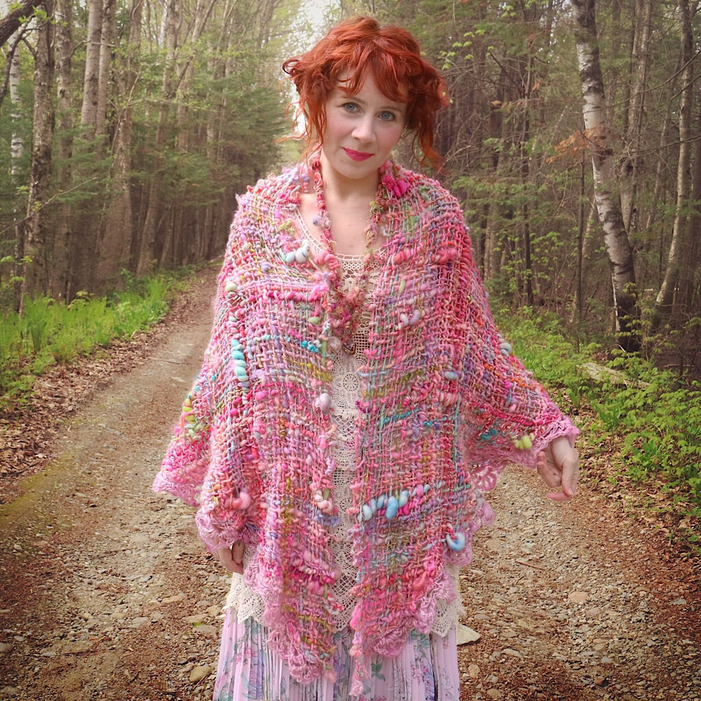 Roses - hand woven shawl