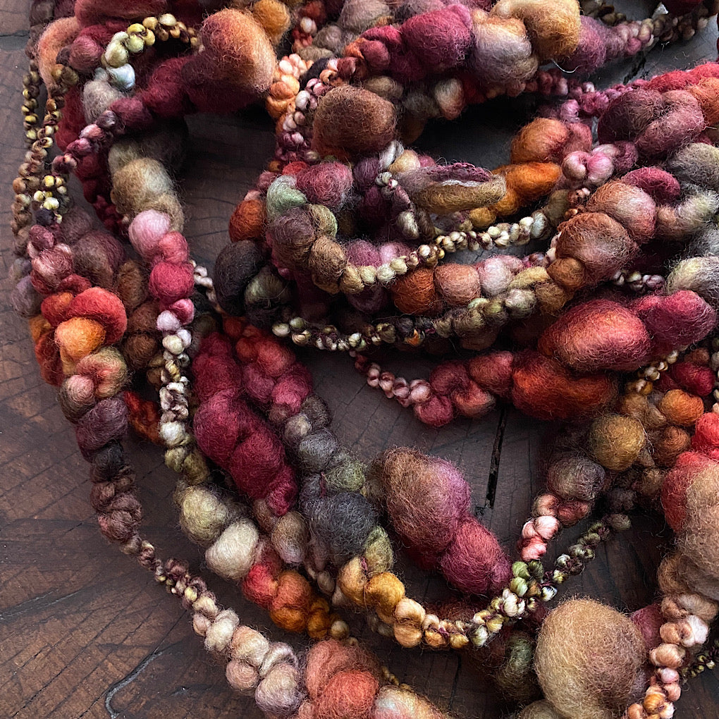 CUSTOM Autumn Heart Jumbo boucle art yarn
