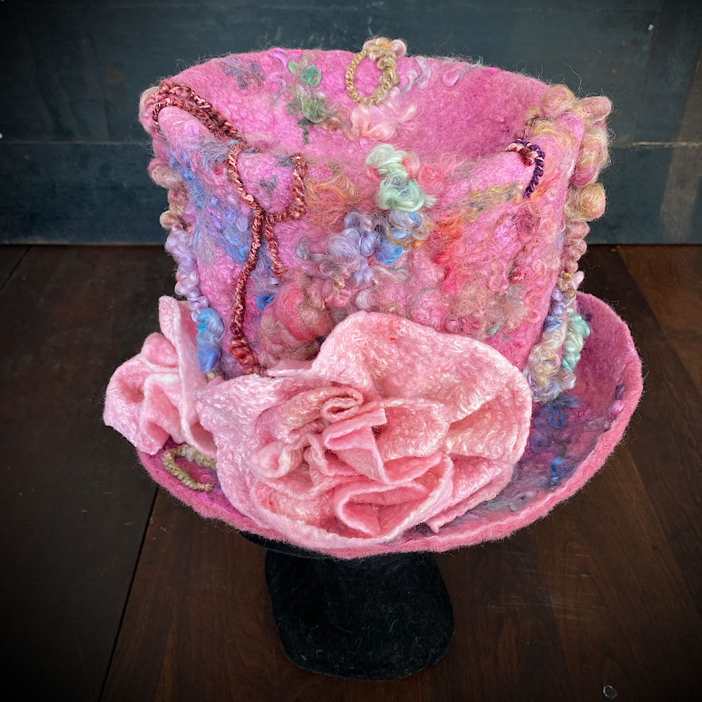 Vintage rose 2 Felted top hat
