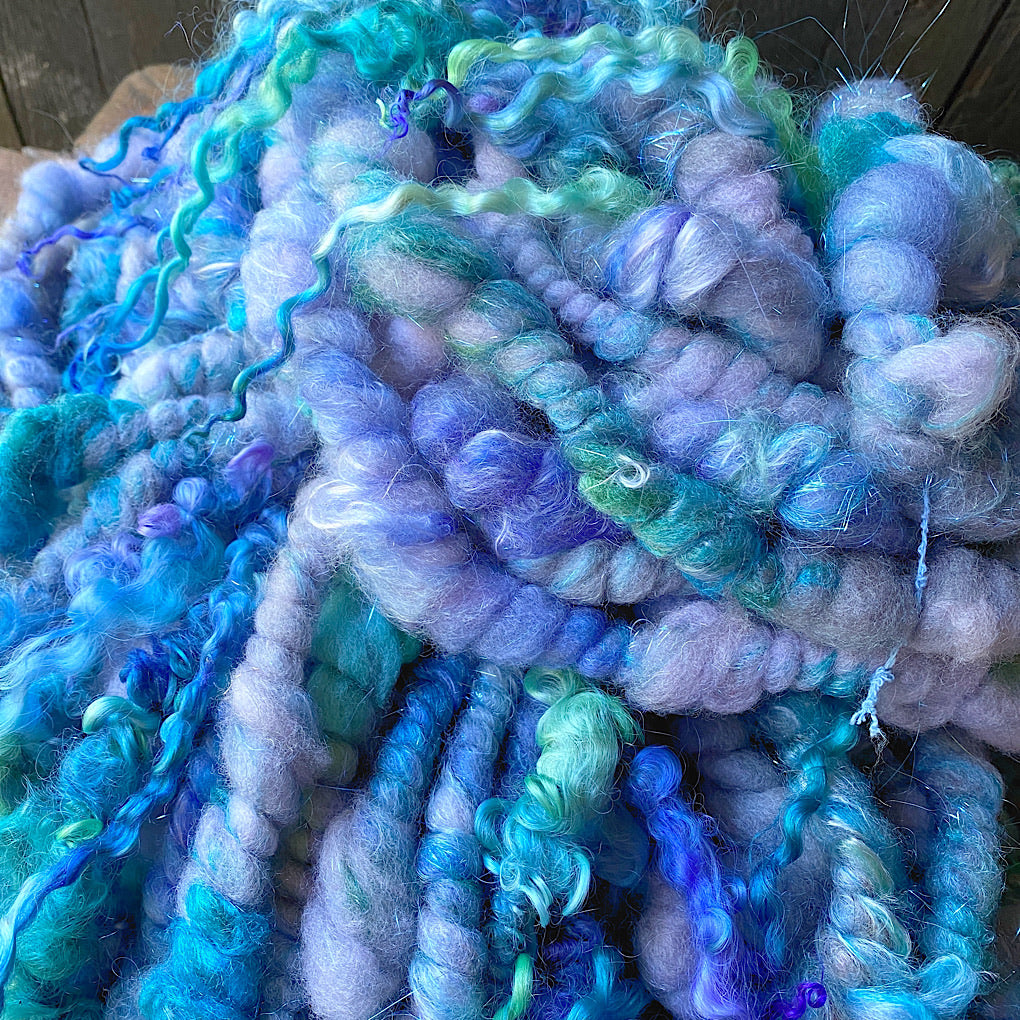 Blue squish  jumbo spiral merino yarn FULL SKEIN