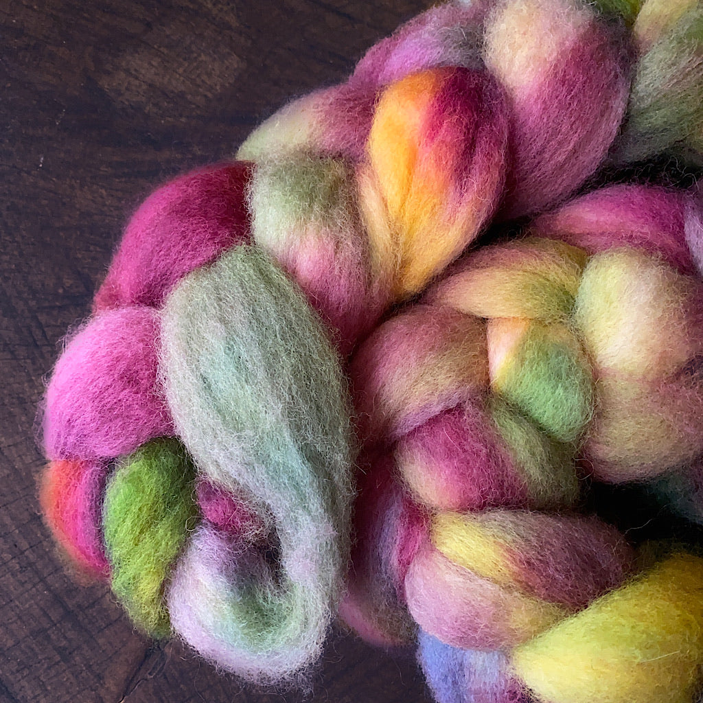 Hand dyed BFL roving