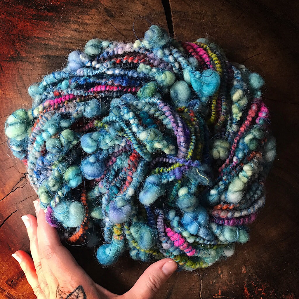 Blue graffiti art yarn