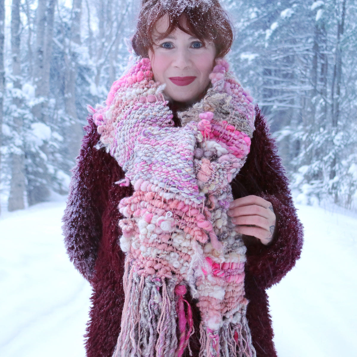 Pink scarf 100% Wool - Foulard  100% laine rose - Mynoush