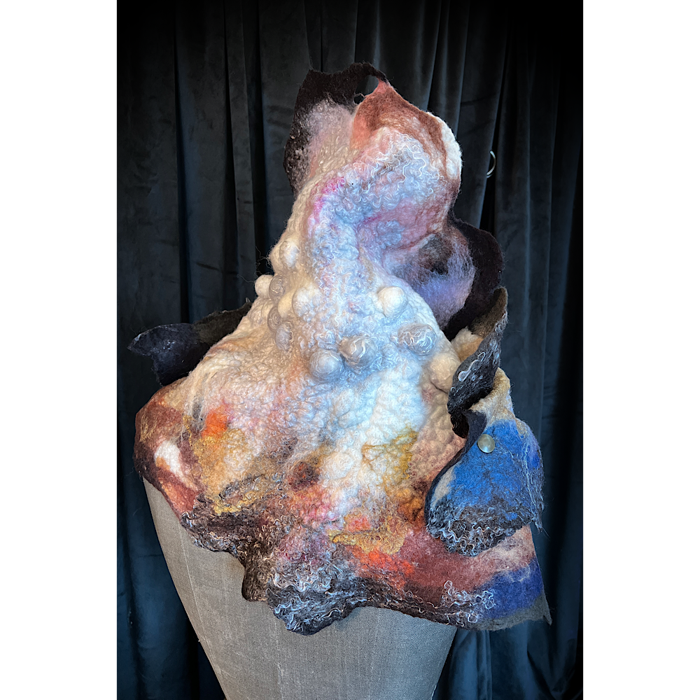 Galactic Moth - felted scarf