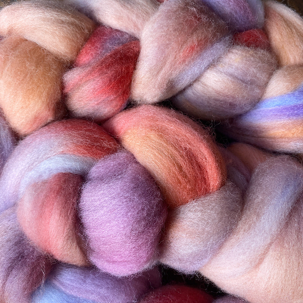 Hand painted merino roving