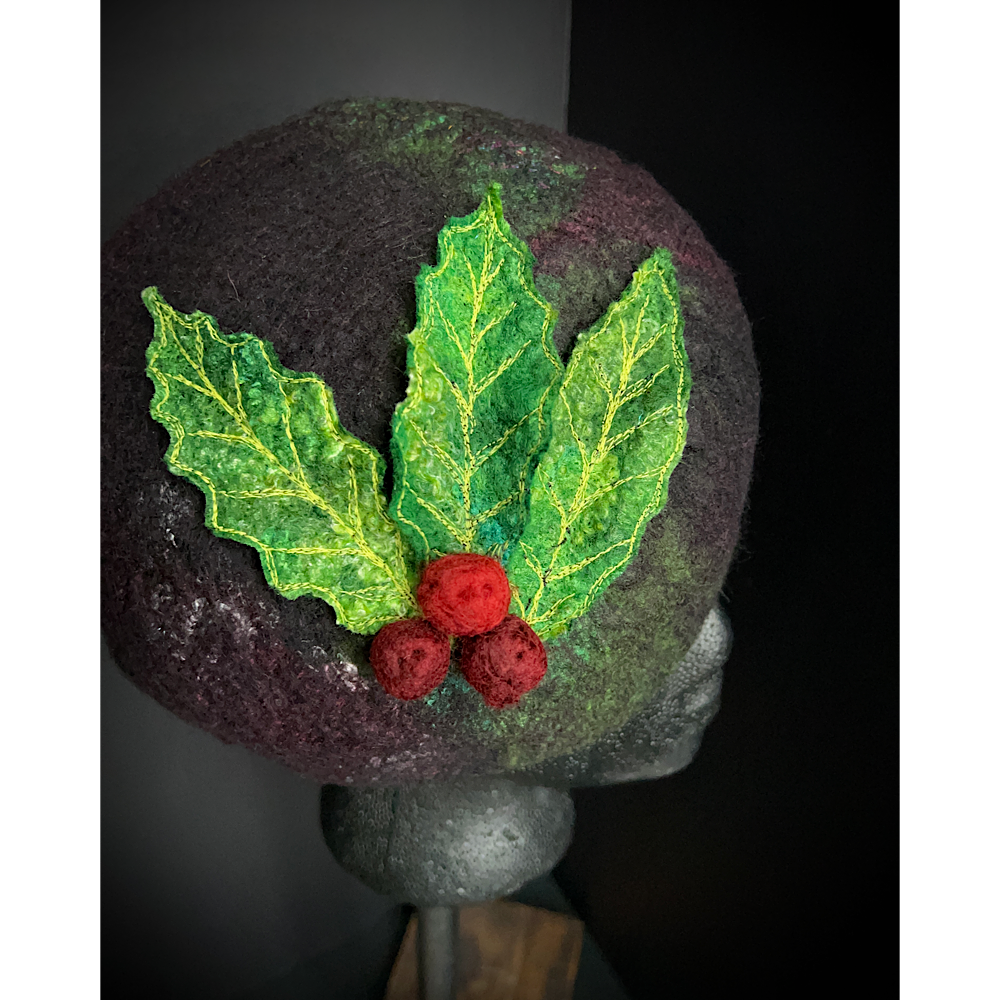 Felted pillbox hat beret size small