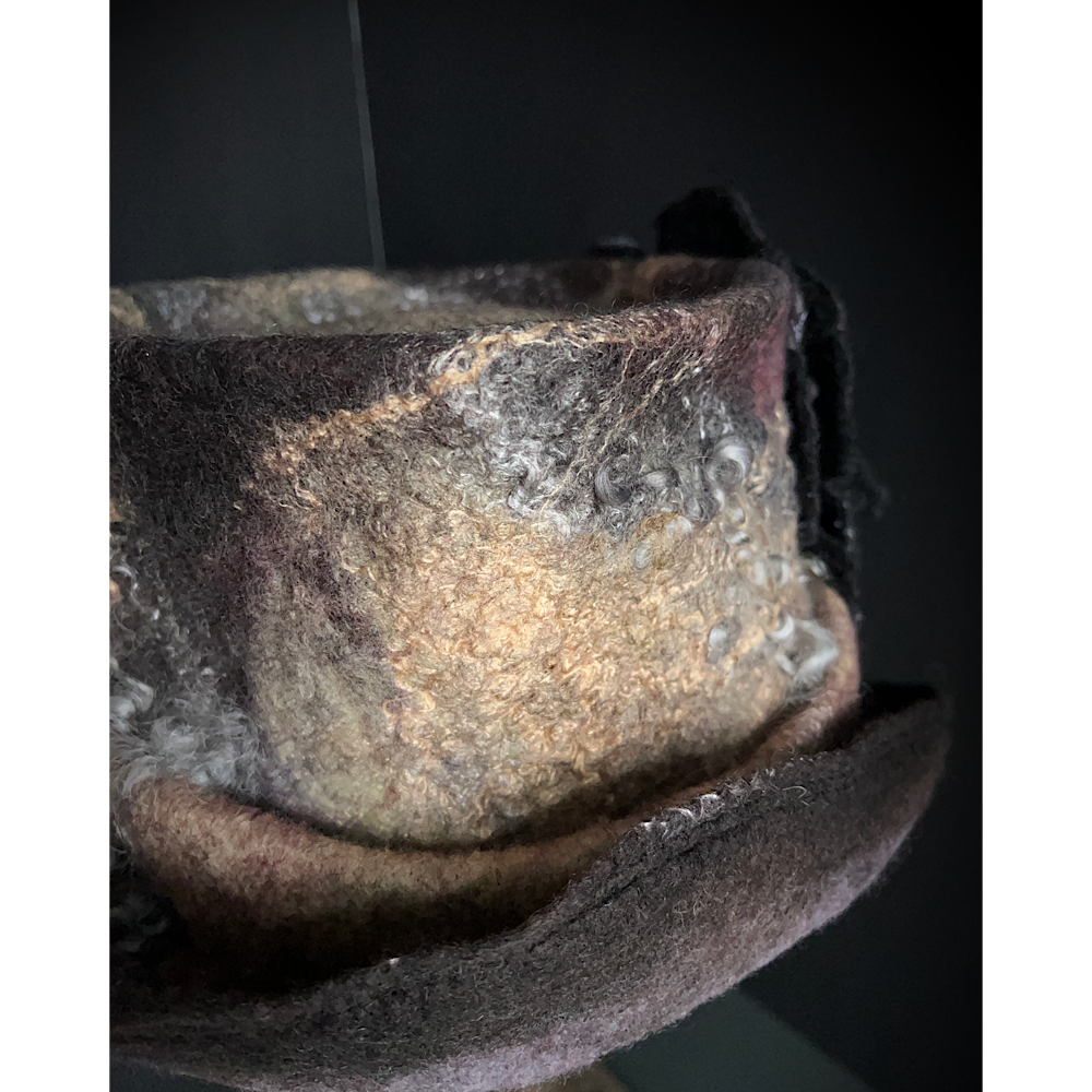 Felted top hat with rose - 24”