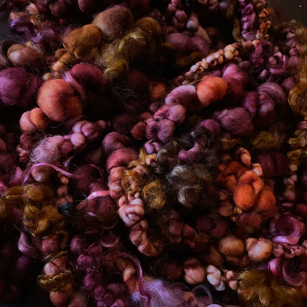 CUSTOM Fall heart Jumbo boucle Art yarn
