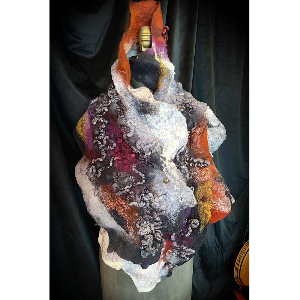 Fire and Ice - felted scarf