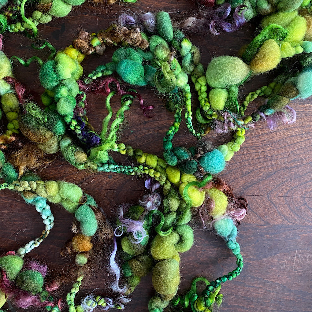 Set of Woodland Jumbo boucle Art yarn with locks