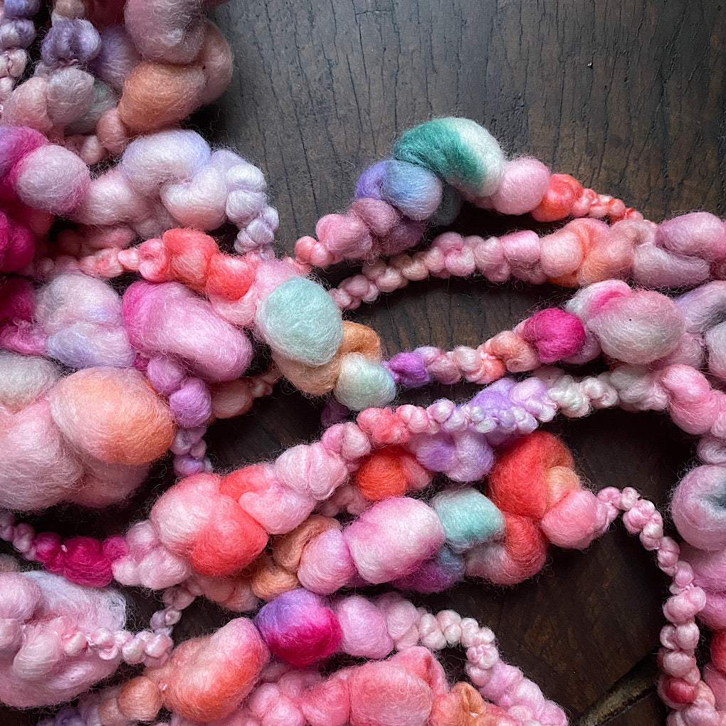 Pink lavender blush Jumbo boucle Art yarn