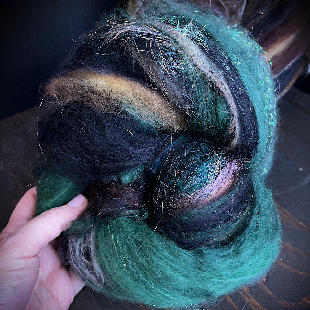 Set of 4 art batts for spinning or felting