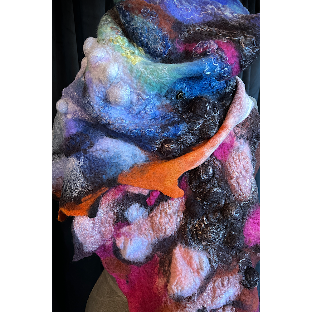 Galactic Rose - felted scarf