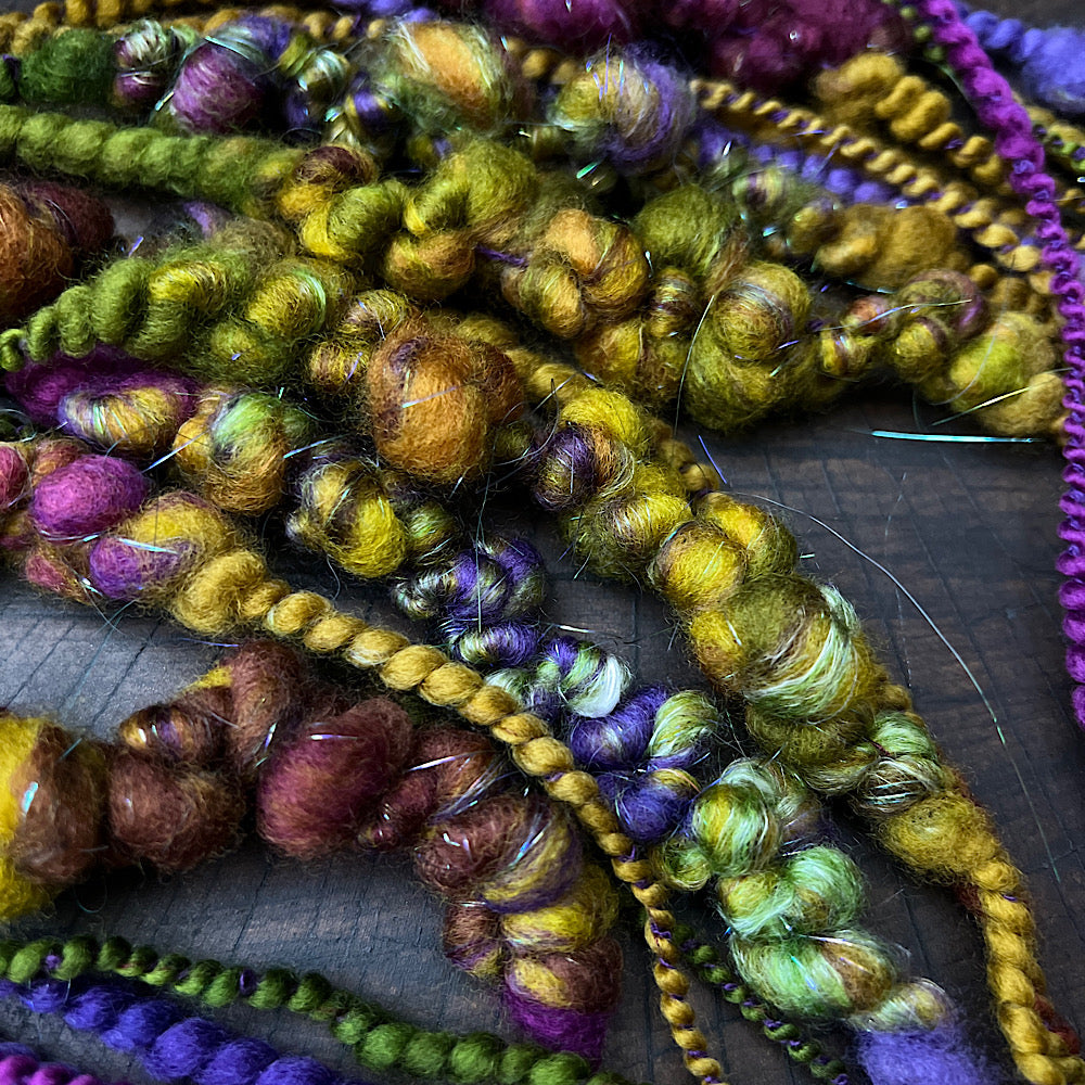 Roasted aubergines art yarn