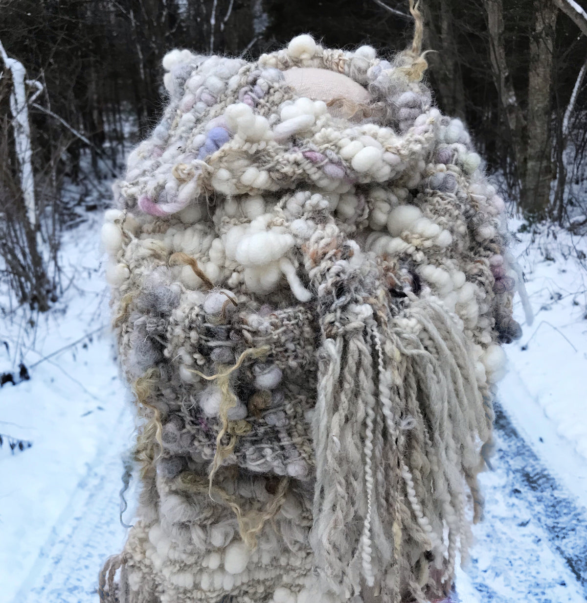 Natural white scarf 100% Wool  98” x 10”|Foulard blanc en laine 98”x10” - Mynoush