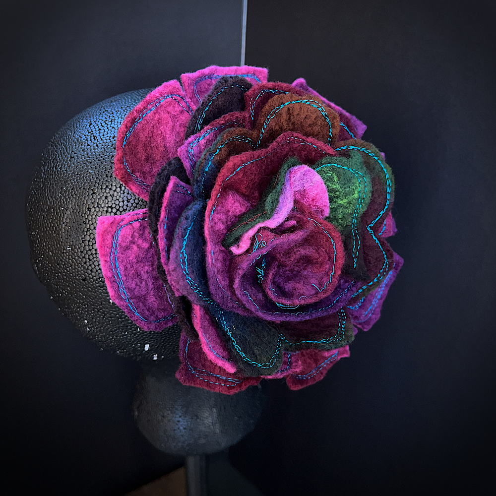 Large Felted flower brooch