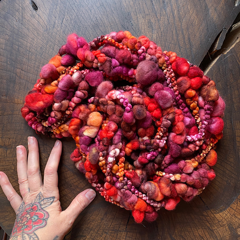 Burgundy red - Jumbo boucle Art yarn