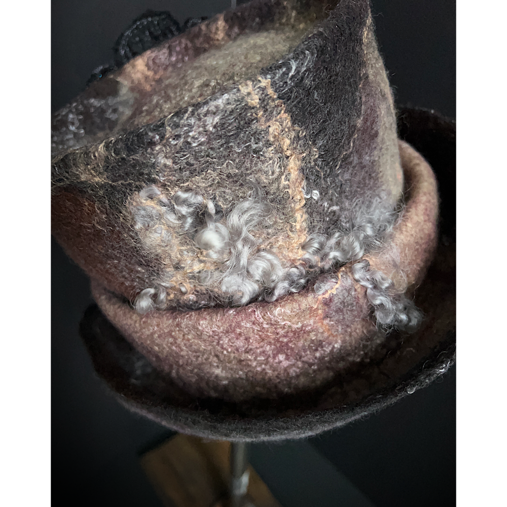 Felted top hat with rose - 24”