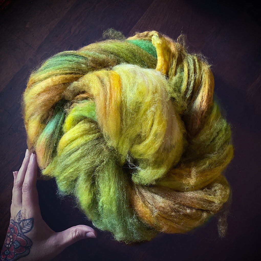 Hand painted Silk / merino roving