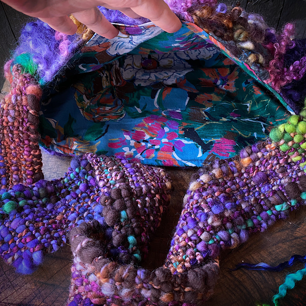 Felted bag with woven strap