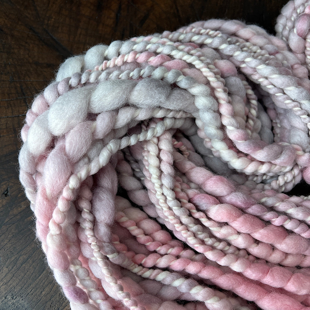 Pink mouse - spiral hand spun yarn
