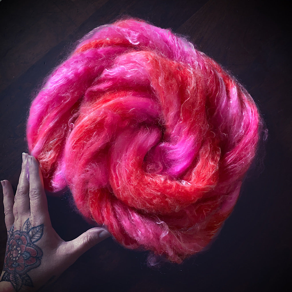 Merino / tencel hand dyed for spinning