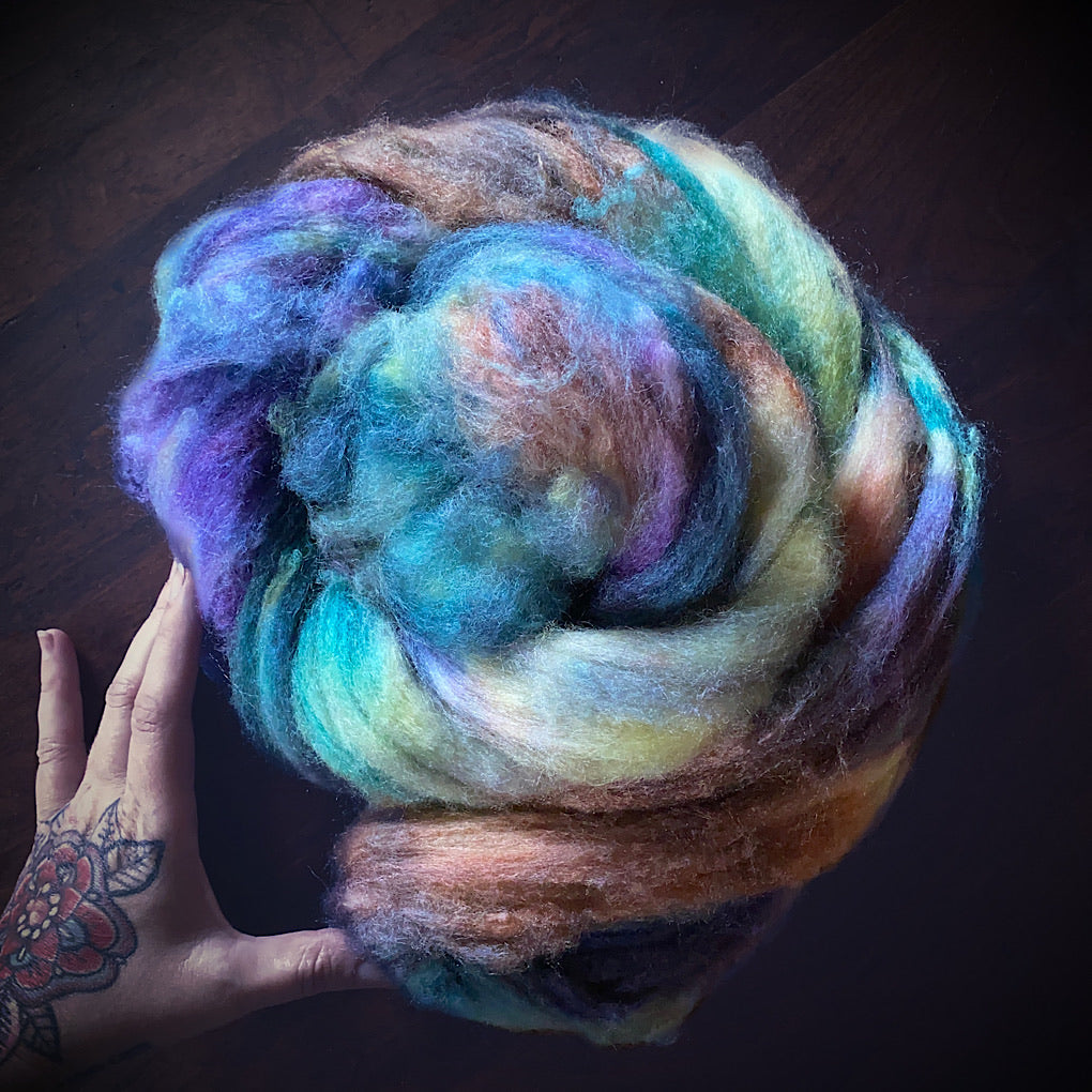 Hand painted Silk / merino roving