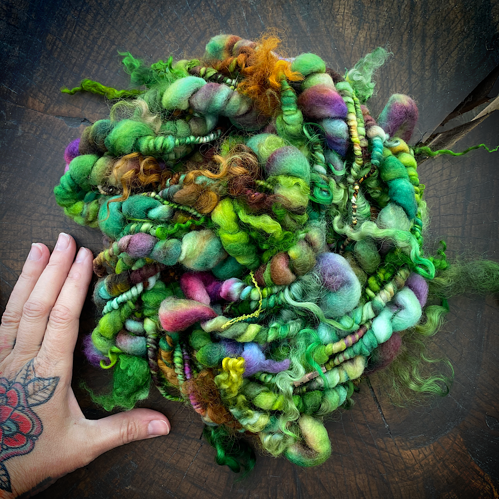 Woodland Jumbo beehives Art yarn with locks