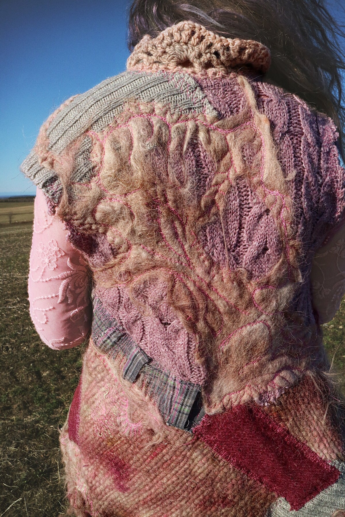 Sleeveless patchwork jacket vest size medium large - Mynoush