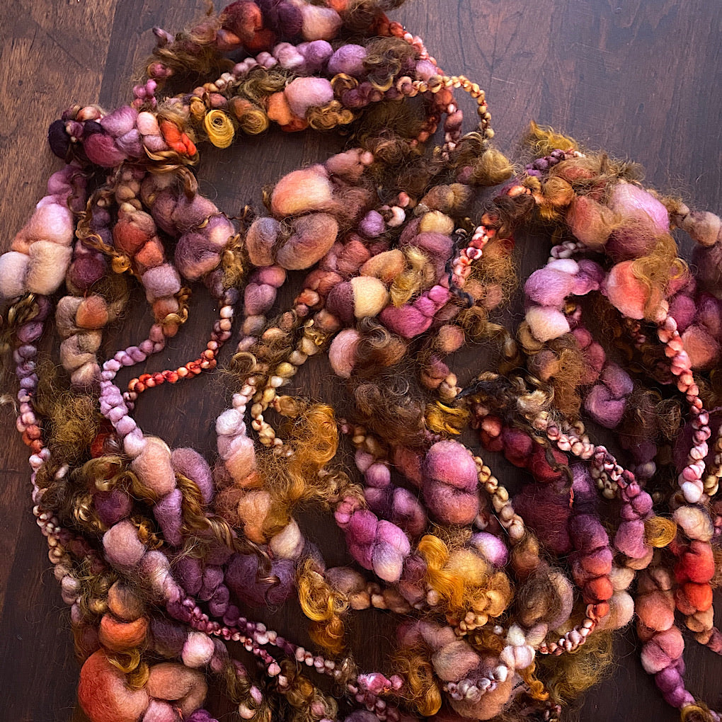 Golden autumn Jumbo boucle art yarn with locks