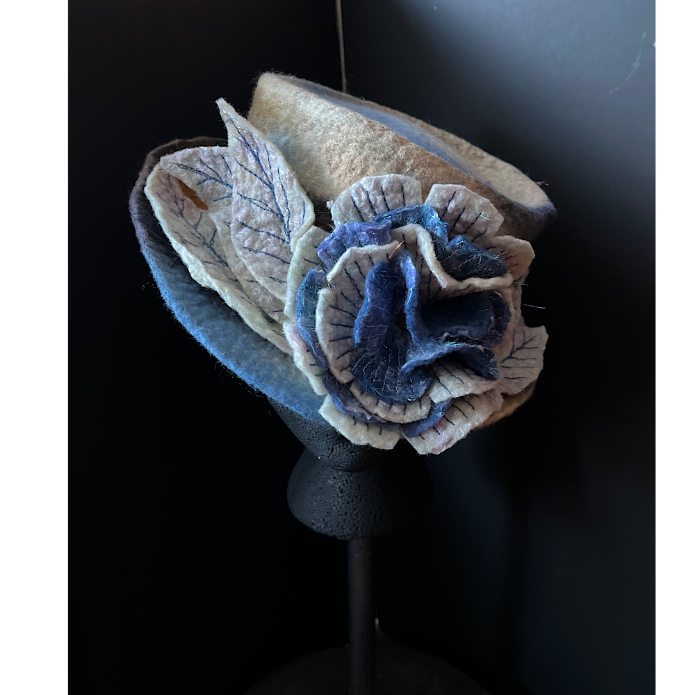 Felted top hat with rose - 22.5”
