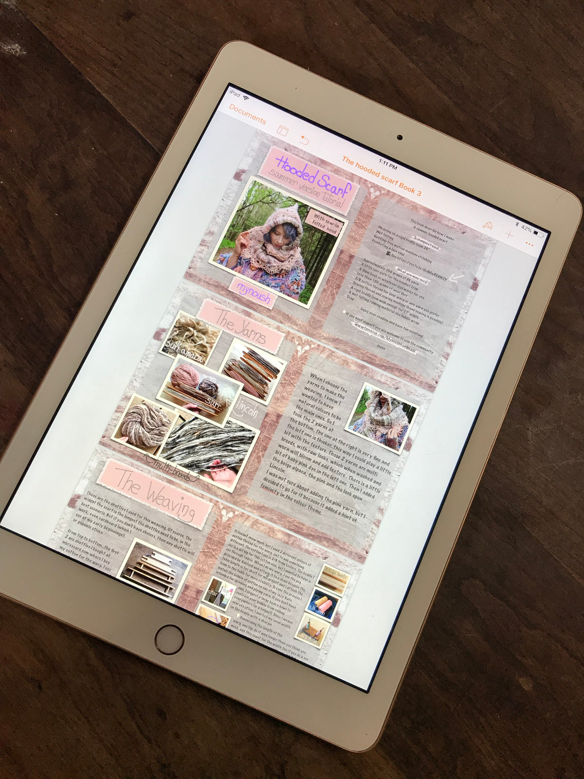 PDF Guide Of my Hooded Scarf summer version -sew in Hood-English- 21 pages 57 photos, instant download, weaving, felting, quilting - Mynoush