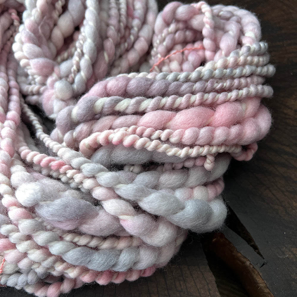 Pink mouse - spiral hand spun yarn