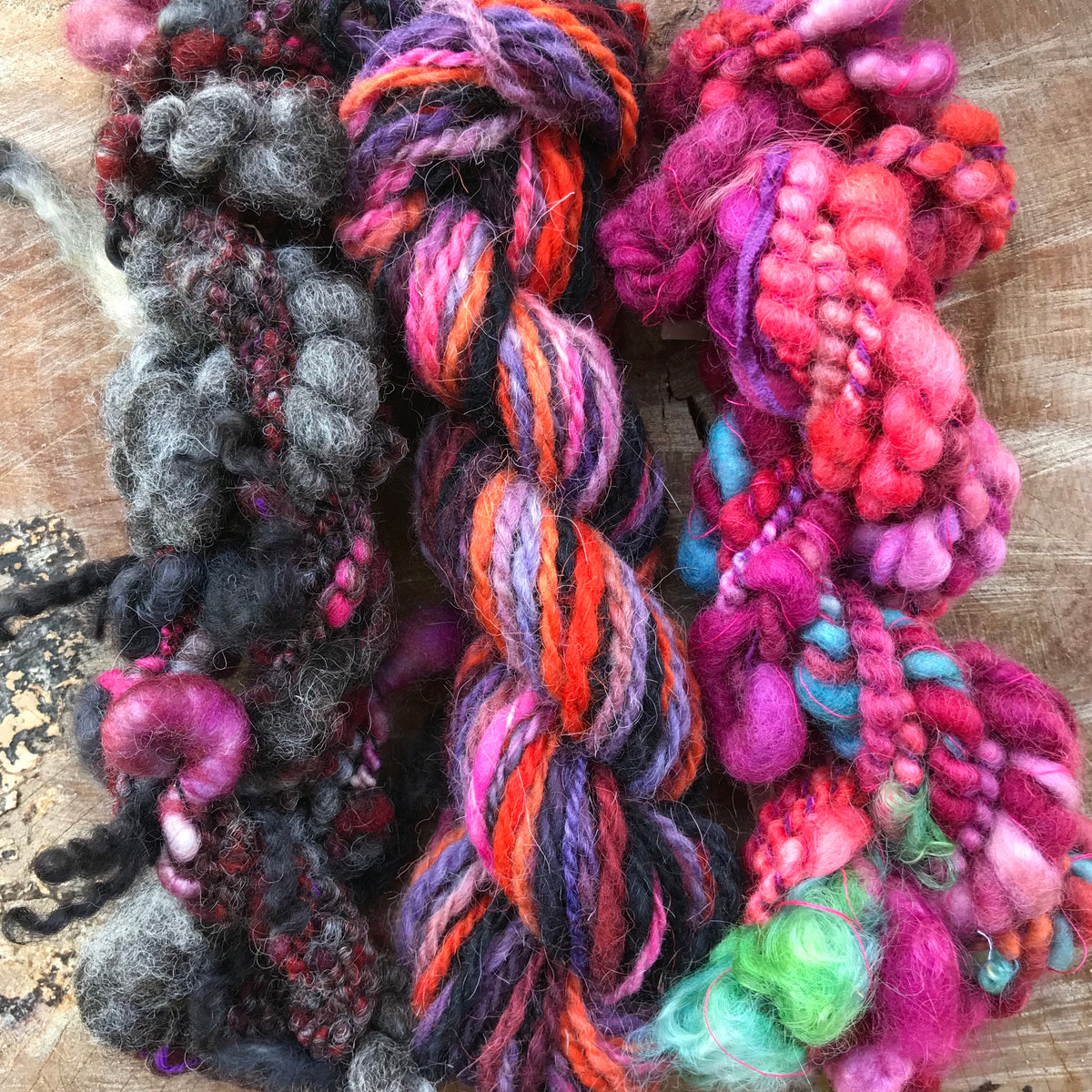 Hand spun yarn kit - wool yarn trio 120 grams - Mynoush