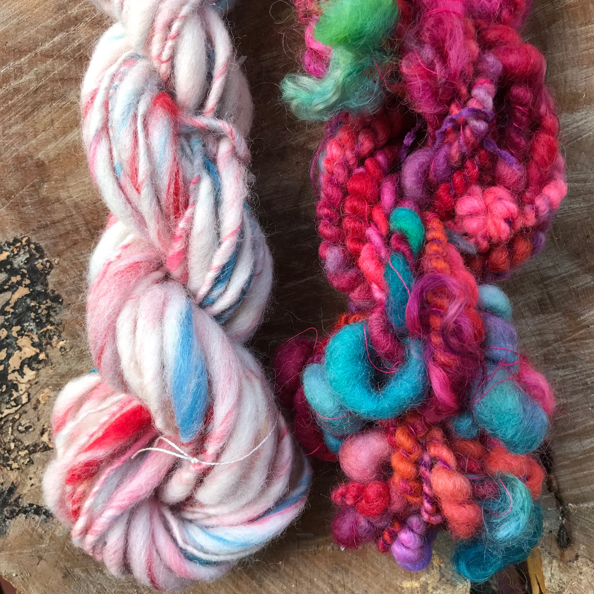 Pink hand spun yarn duo 115 grams - Mynoush