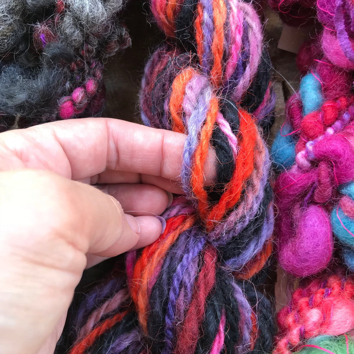 Hand spun yarn kit - wool yarn trio 120 grams - Mynoush