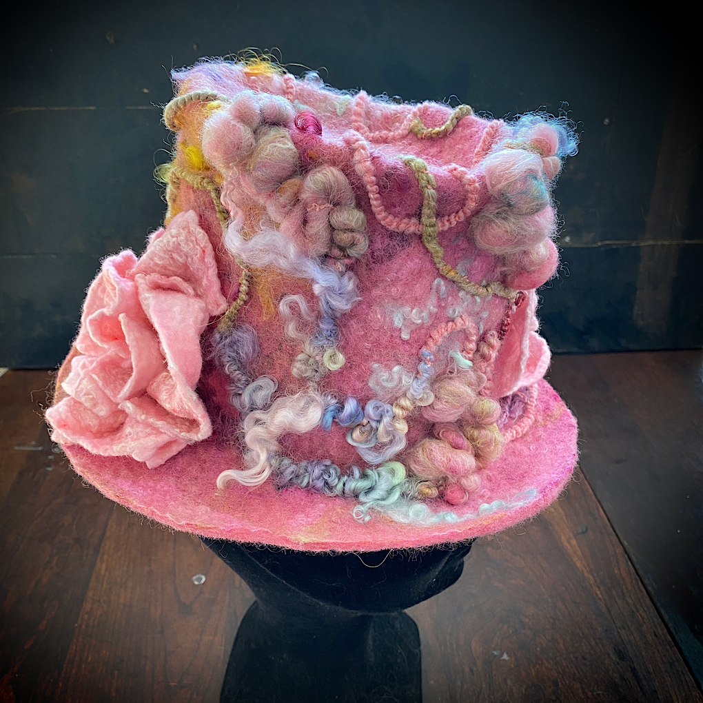 Vintage rose Felted top hat