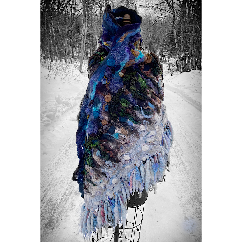 Midnight Snow walk - Felted Shawl
