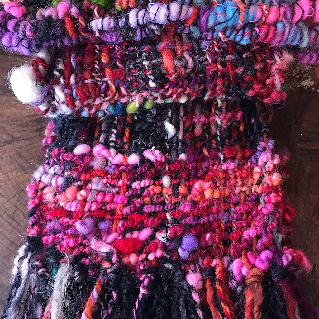 Red and black woven scarf