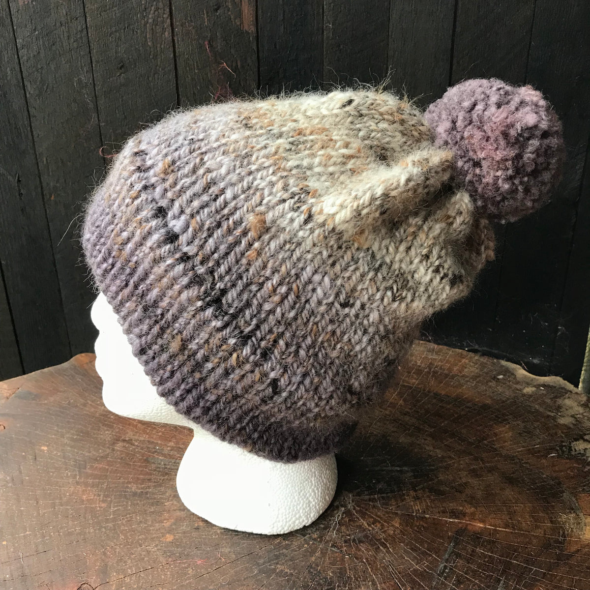 Beige and grey beanie 95% wool 5% alpaca One size - Mynoush