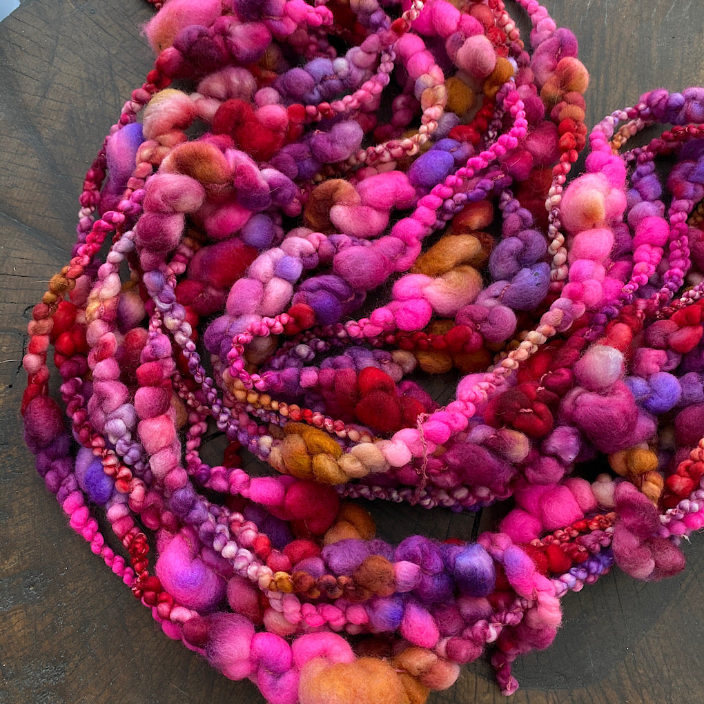 CUSTOM Raspberry sorbet Jumbo boucle Art yarn