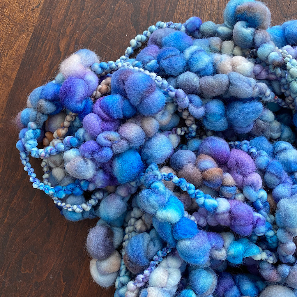 Blue lavender blush Jumbo boucle Art yarn