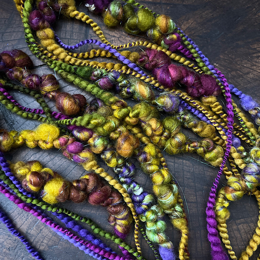 Roasted aubergines art yarn