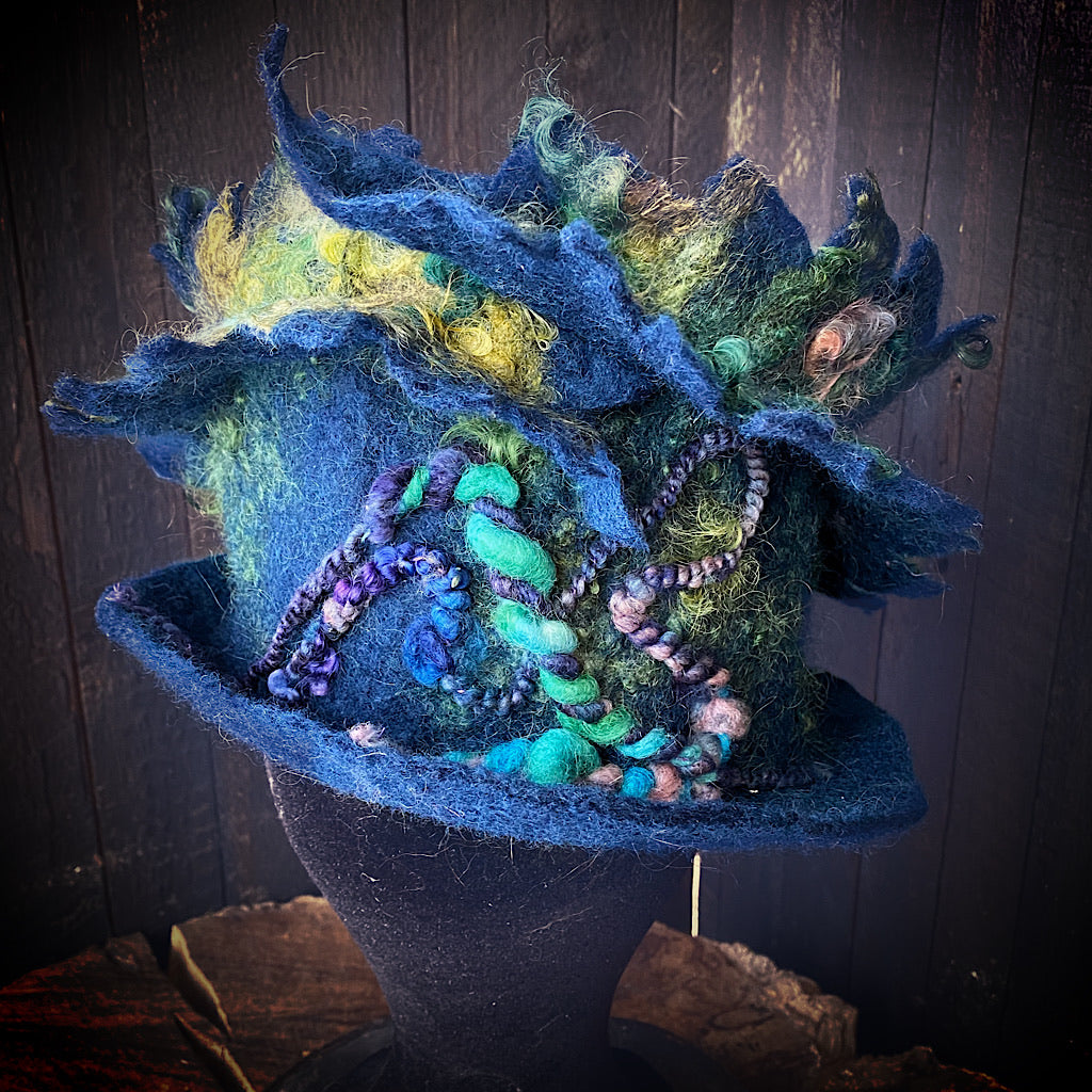Blue Felted top hat