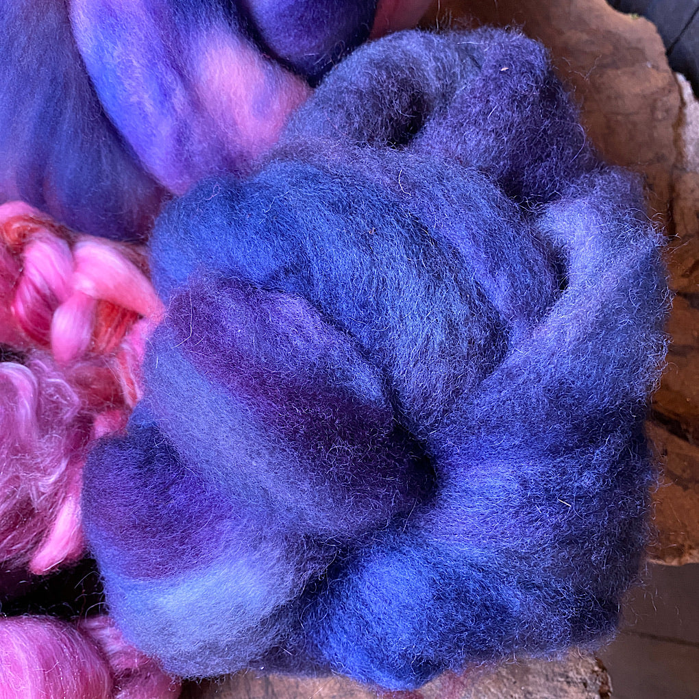 Spinning kit Hand dyed roving with mohair